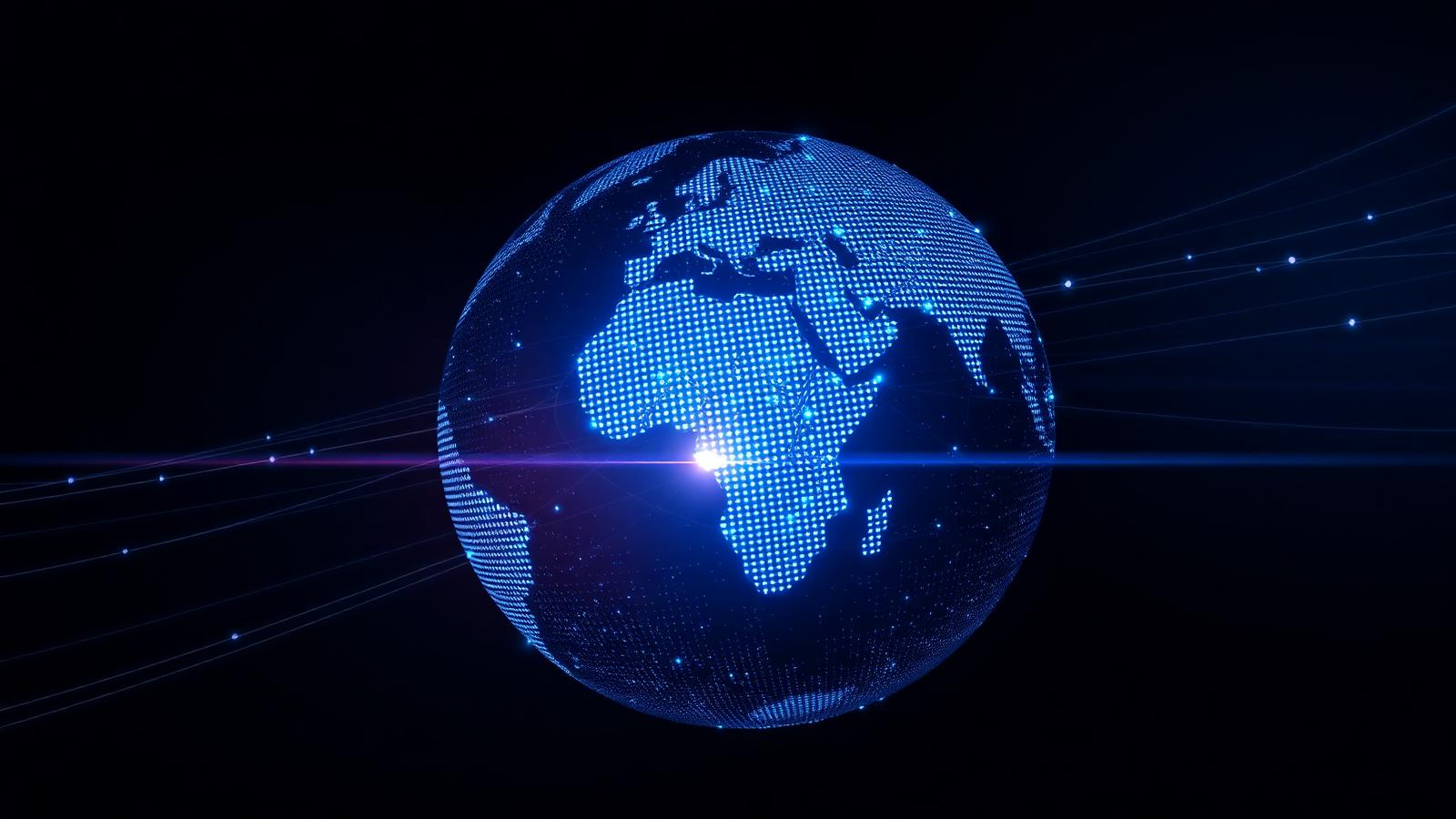 Digital globe illustrating global technology networks